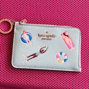 Kate Spade Swimmer Print Card Holder with Keyring.  Never used . Zipper closure
